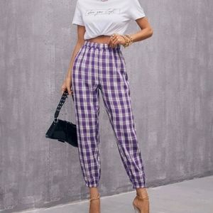 Plaid High Waisted Tapered Pants
